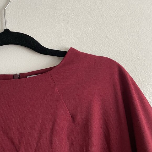 MM Lafleur Women 16 Bordeaux Washable Wool Twill Mock Neck Farnoosh Sheath Dress - Picture 6 of 11